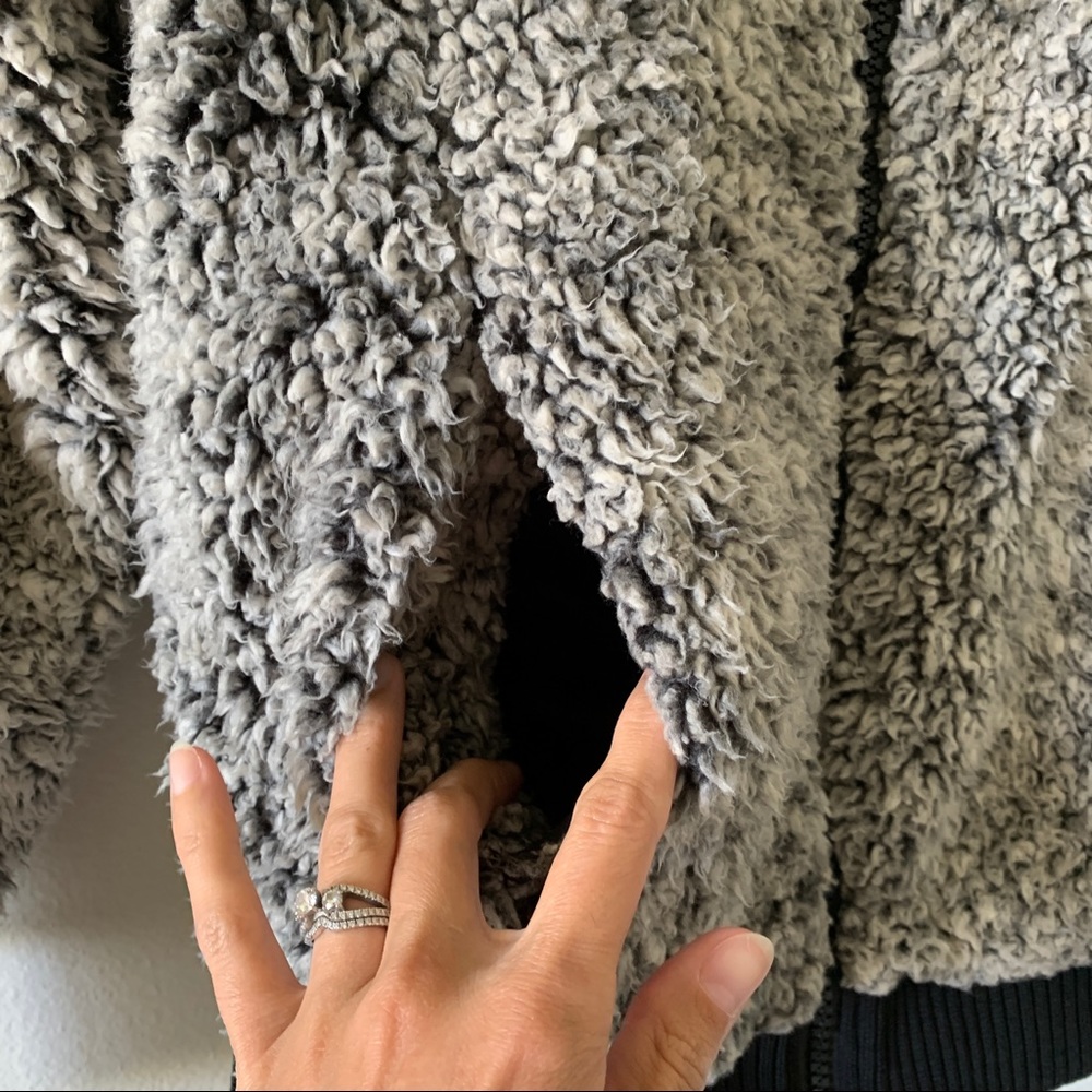 Gray With Black Trim Teddy Jacket - Picture 7 of 12